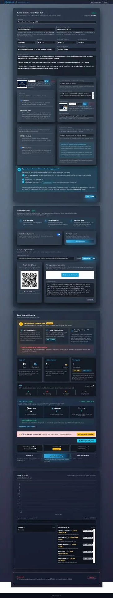 Configuración del evento