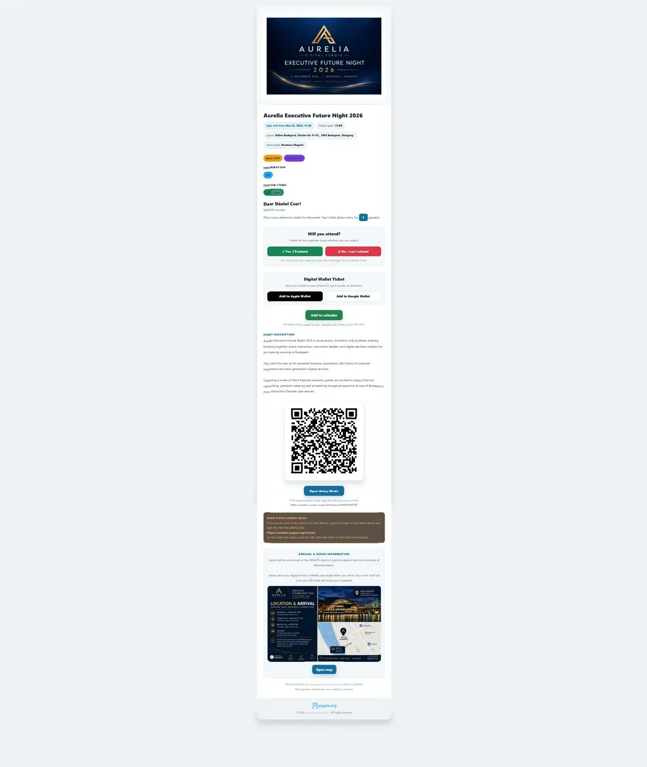 Invitación y entrada digital