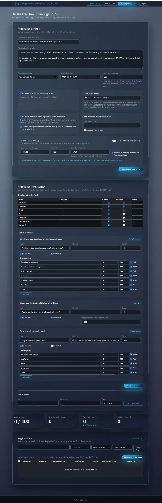 Configuración del registro